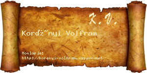 Korényi Volfram névjegykártya